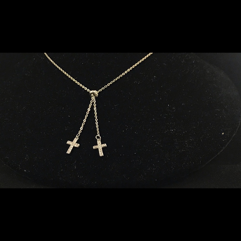 Double cross the necklace, hand crafted necklace - Picture 3 of 5